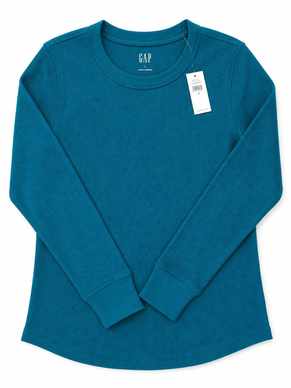 NWT GAP Thermal Long-Sleeve Ribbed Top in Teal Blue New with Tags